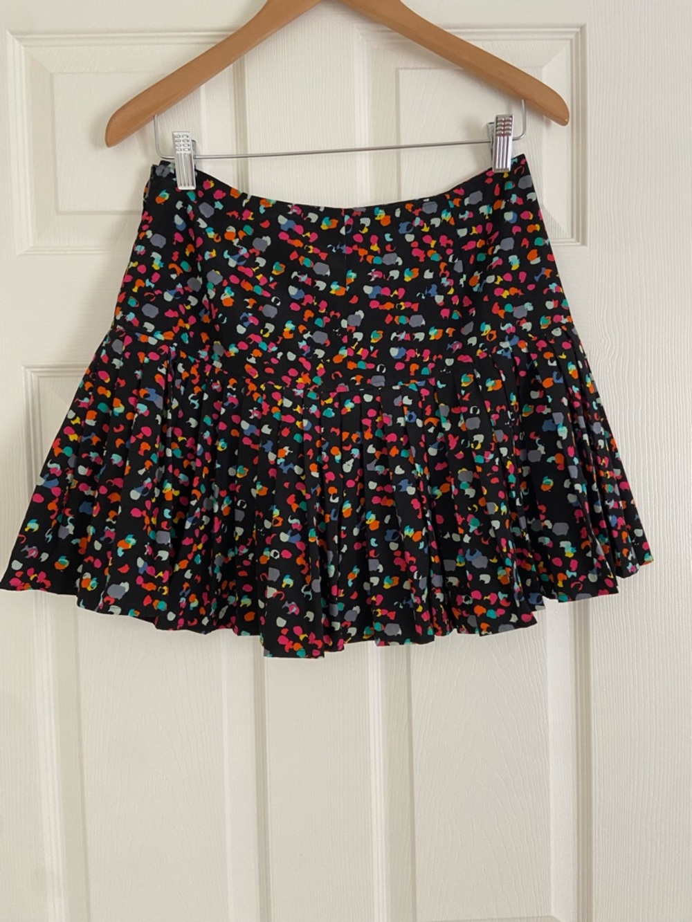 hinge Black Skater Mini Skirt with Multicolor Confetti Print